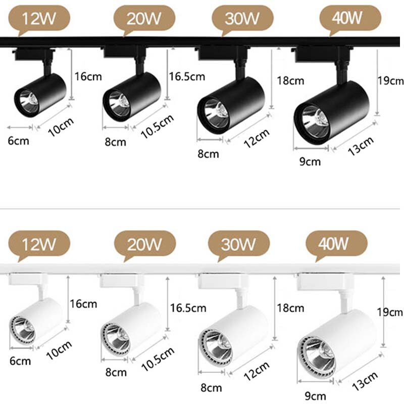 ชุดไฟสปอตไลท์รางไฟ LED ราง110V 220V รางสปอตไลท์12/20/30/40W สำหรับร้านค้าห้องครัวในบ้าน