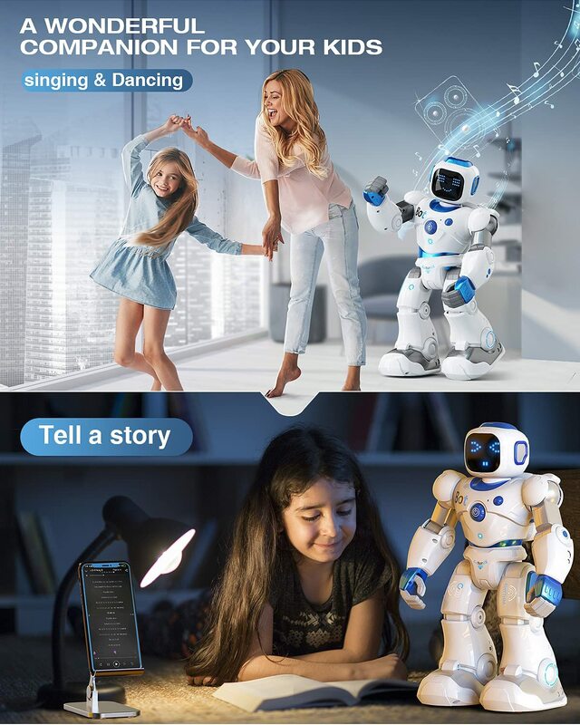 Robot Intelligent RC avec Commande par Conversation Vocale pour Enfant, Jouet à Induction par Gravité et Télécommande