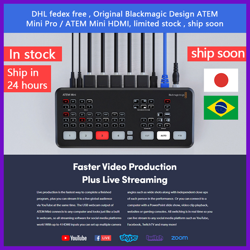 Оригинальный Blackmagic Design ATEM Mini Pro / ATEM Mini HDMI Live Stream Switcher мульти-просмотр и запись новые функции