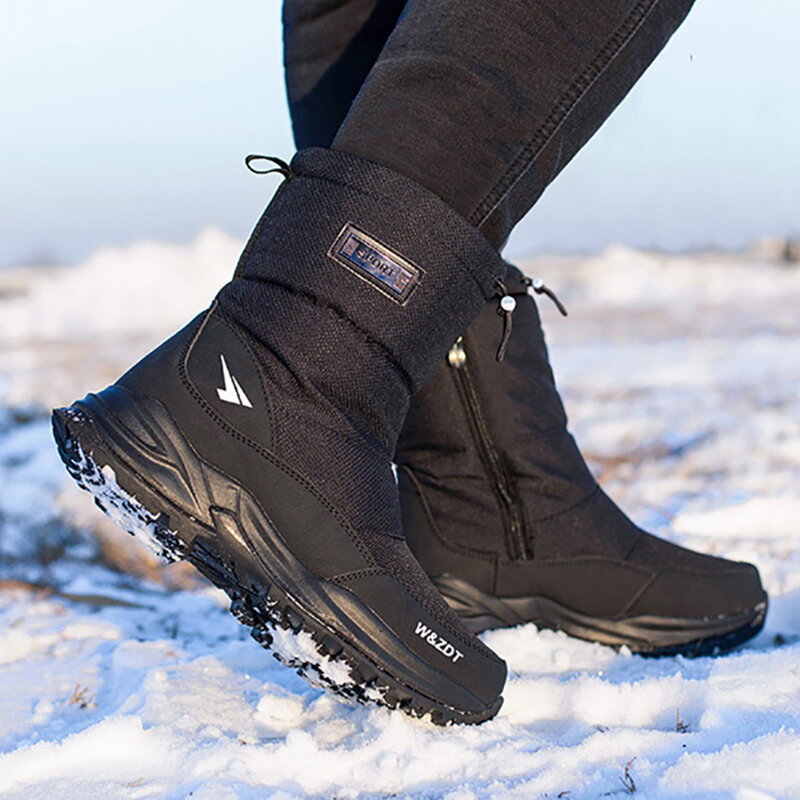 Męskie buty 2022 zimowe buty męskie śniegowe buty wodoodporne antypoślizgowe grube futrzane buty zimowe dla-40 stopni zip buty na platformie Ssize 40