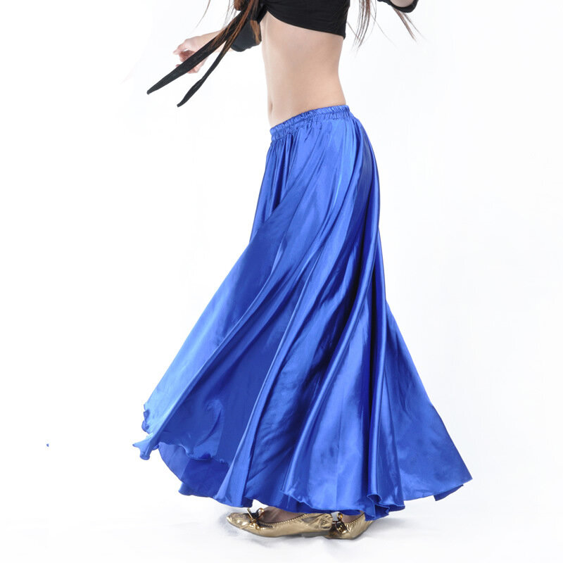 Falda larga española de satén brillante, Falda de baile oscilante, falda de danza del vientre, falda de sol, 14 colores disponibles, VL-310