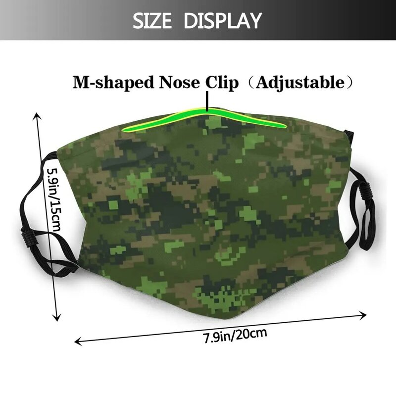 Mascarilla de camuflaje del ejército, máscara divertida, decoración de colores, Reutilizable, cálida, con filtros PM2.5