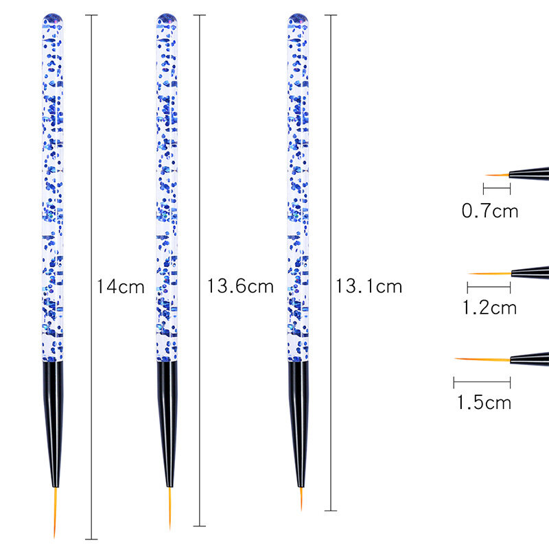 아크릴 프랜치 스트라이프 네일 아트 라인 페인팅 펜, 3D 팁 매니큐어 슬림 라인 드로잉 펜 UV 젤 브러쉬 페인팅 도구, 3 개/세트
