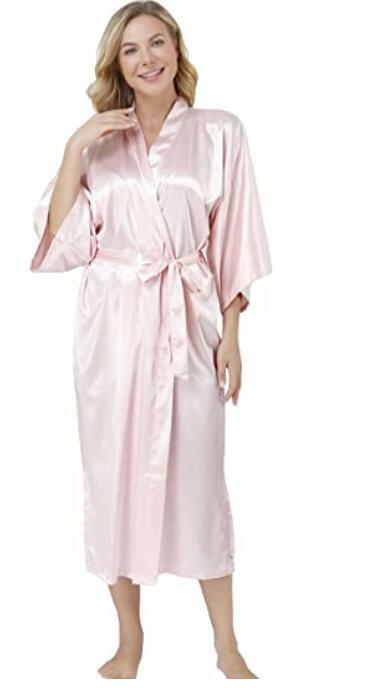 Plus ขนาด S-XXXL Rayon เสื้อคลุมอาบน้ำ Womens Kimono ซาตินยาว Robe ชุดชั้นในเซ็กซี่คลาสสิกชุดนอน Nightgown กับเข็มขัด