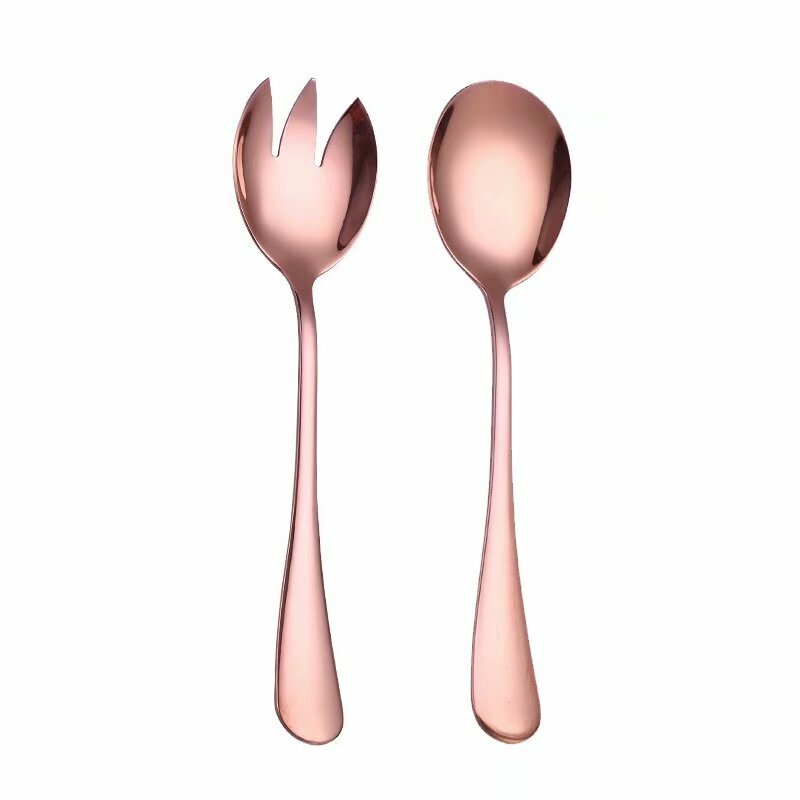 Spklifey Gold Salad Spoon Fork 2PCS Salad Spoon Stainless Steel Cutlery Set Serving Spoon Set Colorful Unique Spoons