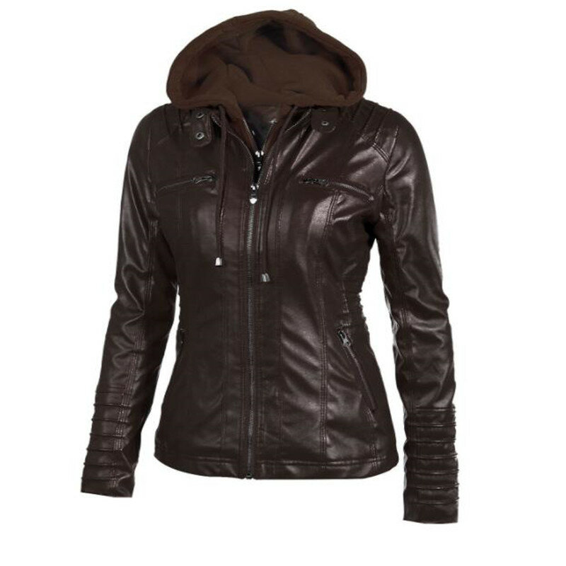 Женская кожаная куртка на молнии, короткая мотоциклетная куртка из искусственной кожи, пальто большого размера 3XL, Осень-зима