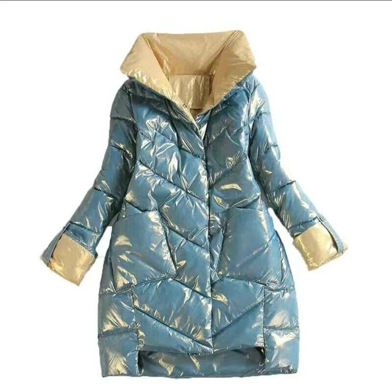 Jaqueta de gola alta feminina, casaco quente, Parkas casual, roupa de inverno, alta qualidade, moda, nova