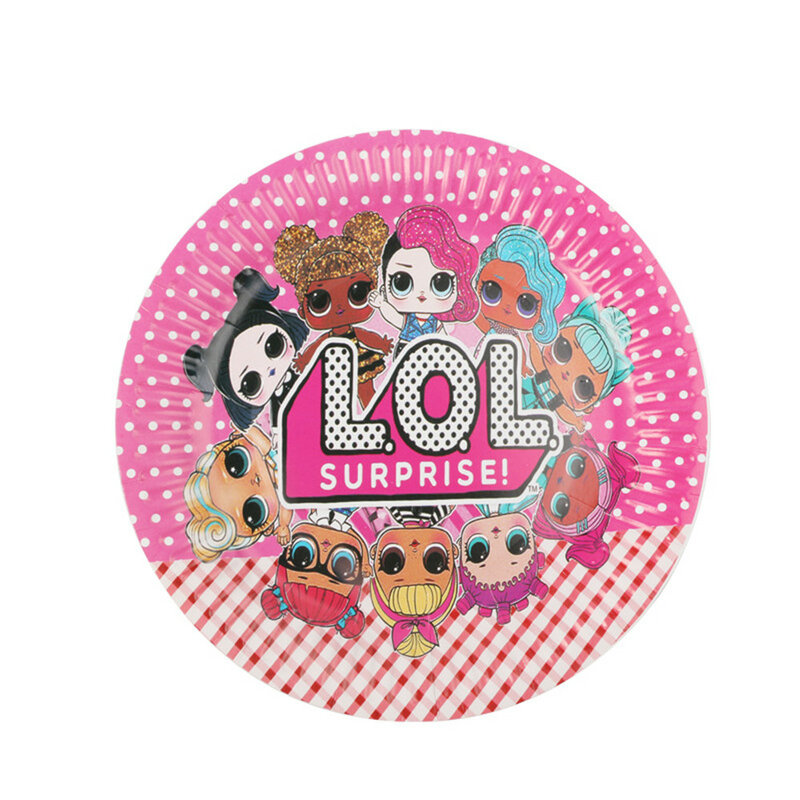 LOL Dolls Surprise Disposable Tableware Kids Happy Birthday Party Decoration Cup Plate Napkin Banner Straw Spoon Party Supplies