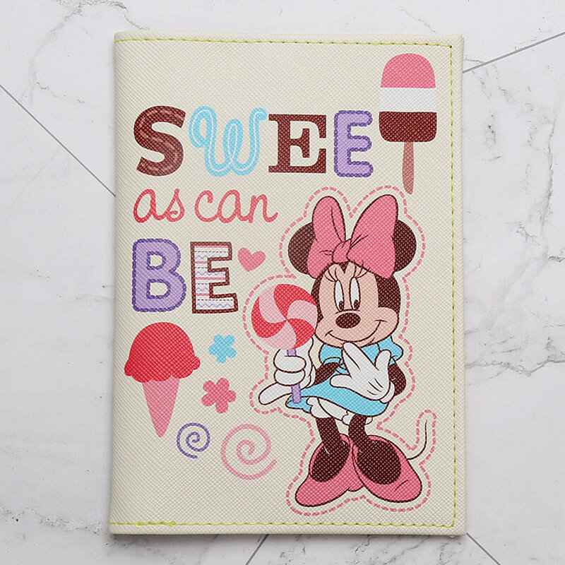 Disney Mickey สเตอริโอผู้ถือหนังสือเดินทางชุด Minnie ID Card ชุดผู้ถือหนังสือเดินทางธุรกิจผู้ถือบัตรเหรียญ