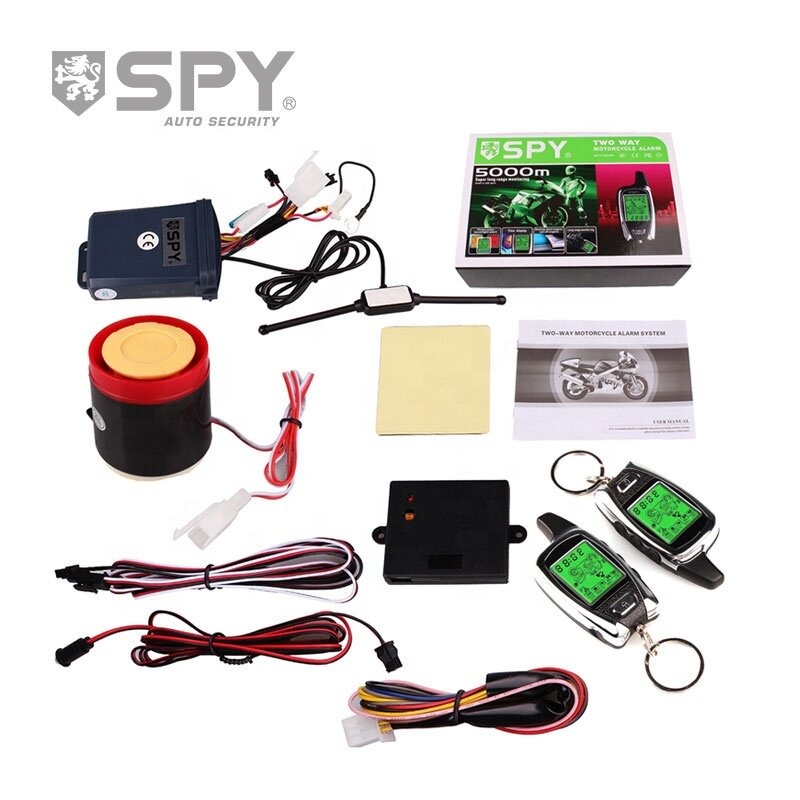 SPY-sistema de alarma de 2 vías para motocicleta, dispositivo de arranque de motor remoto, Sensor de microondas, pantalla LCD colorida