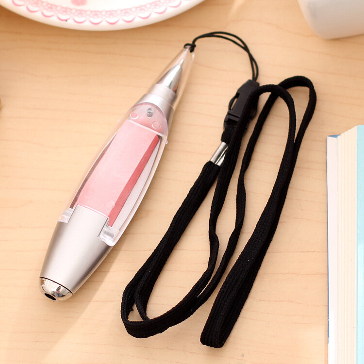 Caneta esferográfica portátil com pendurar no pescoço, caneta esferográfica multifuncional com note de papel, caneta luz de led, utensílios escolares