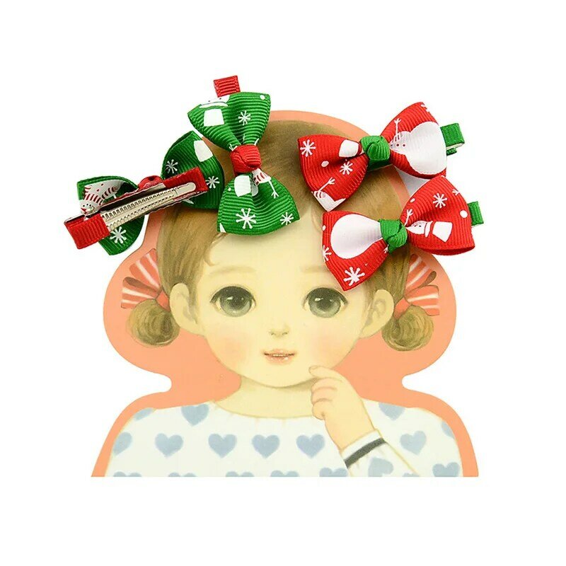 2 ピース/セットクリスマス小弓ため女の子の子供のキャンディーヘアクリップヘアネクタイベビー弾性ヘアバンドシュシュ髪アクセサリー