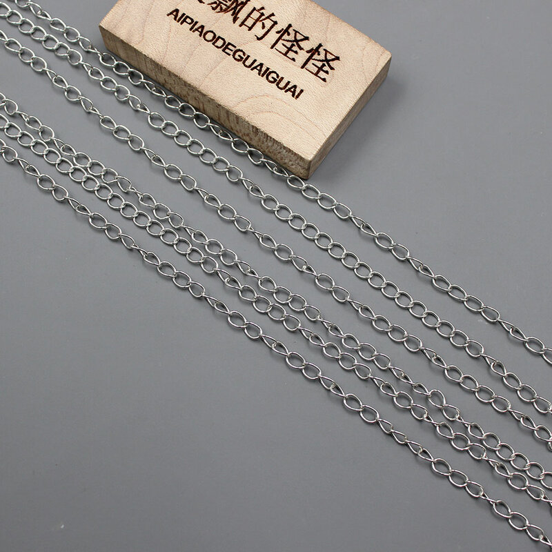 APDGG-Conjunto de bisel pequeño de 3mm, cadena de moda de cobre chapado en oro blanco, clip para cuello, collar de perlas, fabricación DIY, 5 metros