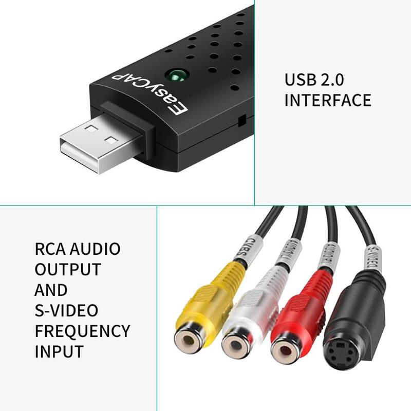 ¡Superventas! Adaptador de captura de vídeo USB 2,0 Easycap Capture, 4 canales, TV, DVD, VHS, Audio, PC, tarjeta, TV, vídeo, DVR, convertidor