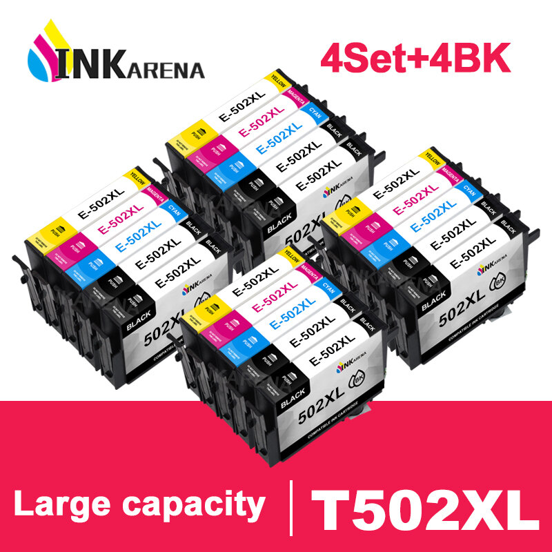 Inkarena-cartucho de tinta completa com chip compatível com impressoras epson xp5100 xp5105 wf2860 wf2865, t502xl, 502, 502xl