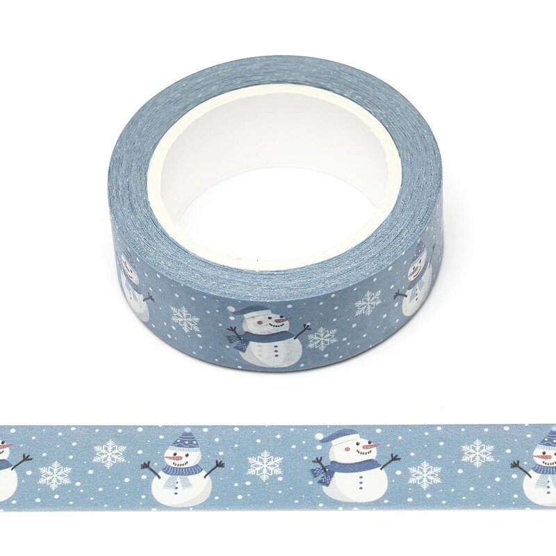 NEW 1PC 15mm x 10m Christmas Snow Snowman Scrapbook Paper Masking Adhesive Washi Tape set designer mask office supplies
