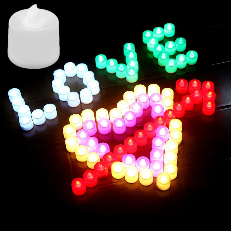 LED Candle with Battery Multicolor Candle Lamp Simulation Tea Light Wedding Birthday Party Decor Candle Accessories