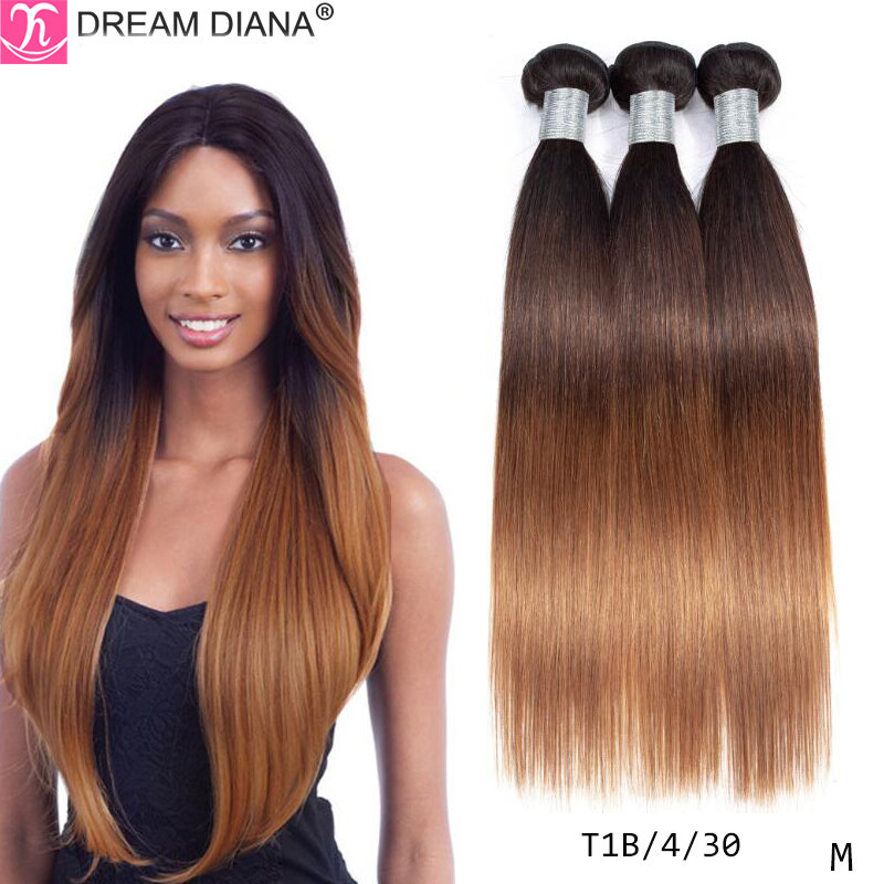 DreamDiana Ombre peruwiańskie proste włosy wiązki 1B/4/30 27 99J 2/3 Tone Pre Colored Remy tkania Ombre ludzkich włosów do przedłużania włosów M