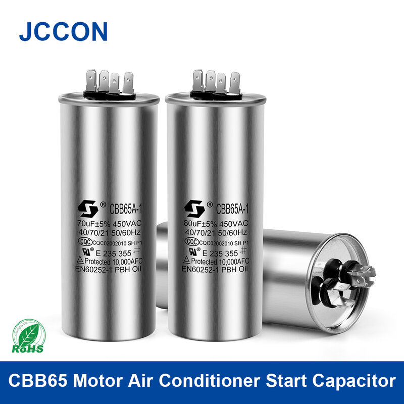 Compresor de aire acondicionado CBB65, condensador de arranque de 450V CA, 5UF, 6UF, 15uF, 20uF, 25uF, 30uF, 35uF, 40uF, 45uF, 50uF, 2 uds.