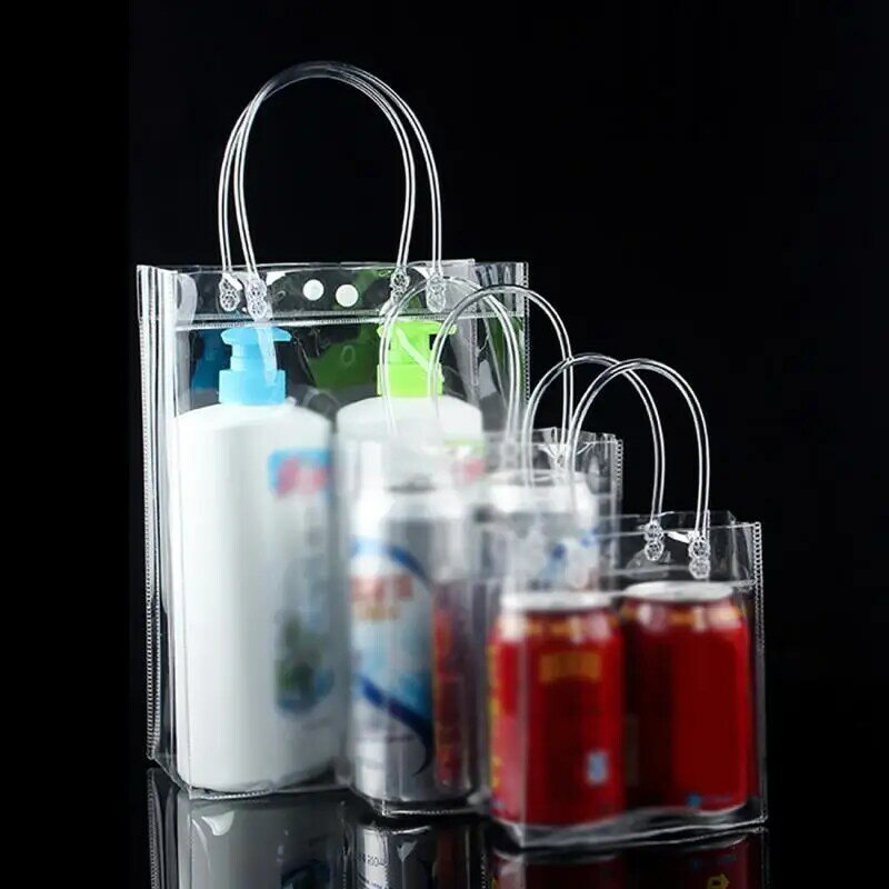 10pc Clear Tote borsa impermeabile PVC trasparente Shopping Bag borsa a tracolla borsa da viaggio ecologica borse per scarpe