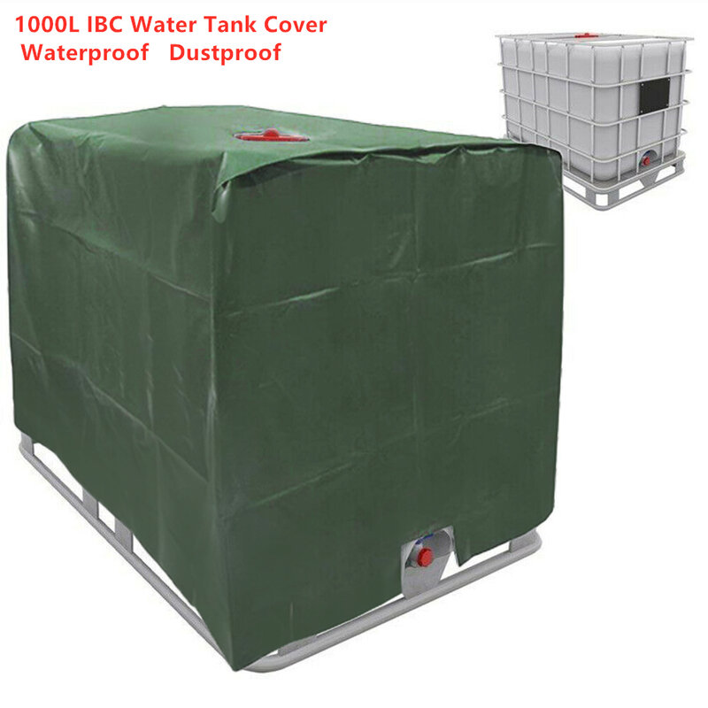 Funda de papel de aluminio para contenedor IBC de 1000 litros, cubierta impermeable y a prueba de polvo, depósito de agua de lluvia, tela Oxford, protección UV, color verde