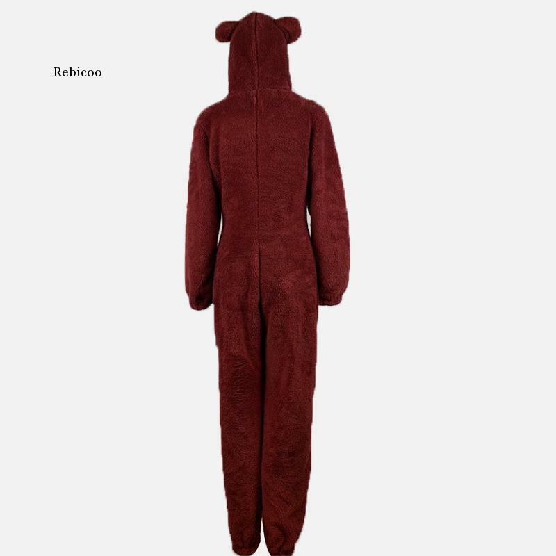 Fleece Verdicken Hoodied Warme Frauen Onesies Plus Samt Zipper Langarm Damen Pyjamas 2020 Winter Casual Feste Weibliche Homewear