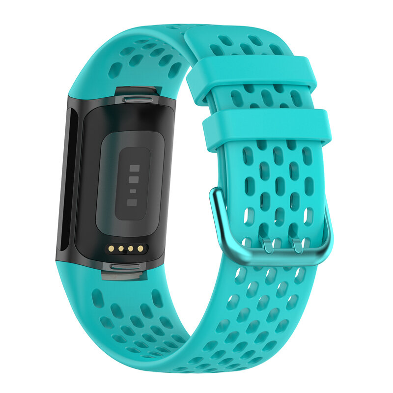Oddychający gumowy pasek do Fitbit Charge 5 correa wymienny sportowy pasek silikonowa opaska na rękę do Fitbit Charge6 bransoletka do zegarka