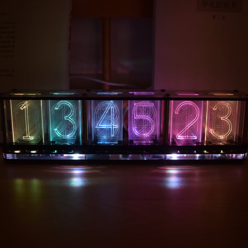 【Big Font】DIY Rainbow RGB Full Color LED Digital Retro Glow Analog Nixie Tube DS3231 Electronic Clock Music Spectrum Display Kit