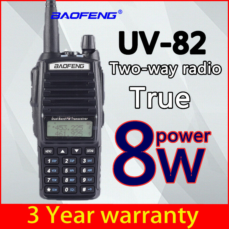 Baofeng True 8W UV-82 Plus UHF radio bidireccional Amador 8 vatios transceptor/10 KM remoto potente walkie-talkie portátil CB VHF