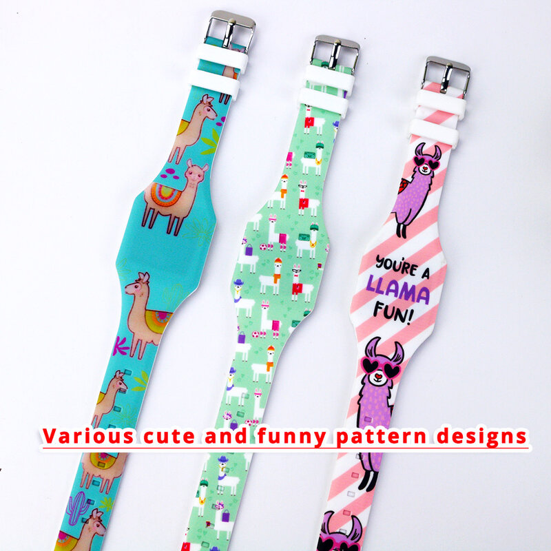 어린이용 발광 아이스크림 시계, 어린이용 라마 동물 만화 패턴 LED 소녀 시계, 소년 Reloj Infantil 손목시계, 신제품