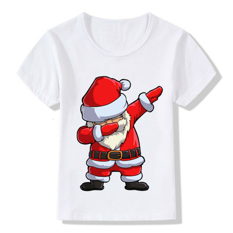 Kinder Mode Cartoon Nette Tupfte Santa Design Lustige T-shirt Kinder Baby Weihnachten Kleidung Jungen Mädchen Sommer Tops Tees