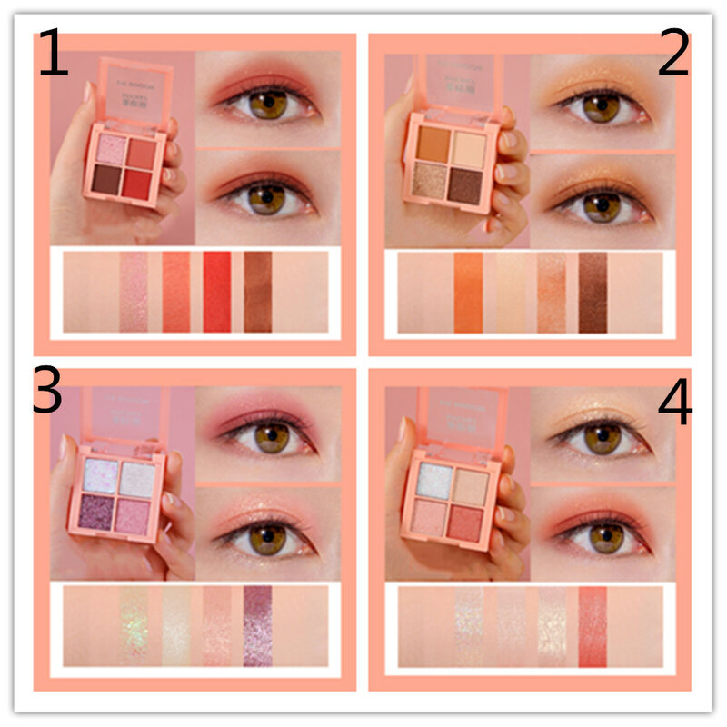 4 farben Matte Lidschatten-palette Perlglanz Lange Anhaltende Highlighter Pigmentierte Wasserdichte Eye Shimmer Kosmetik Glitter