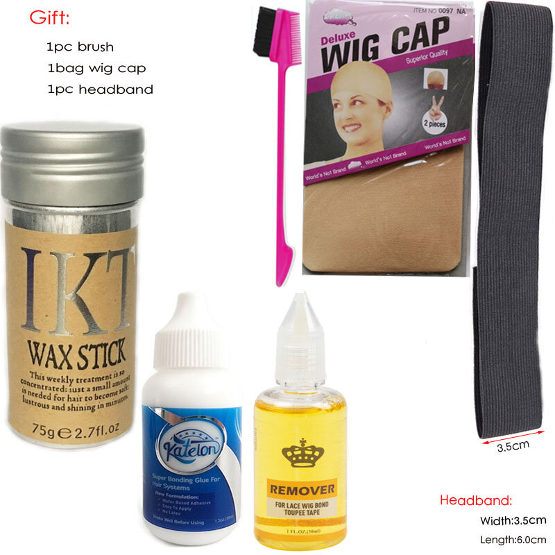 Waterproof Invisible Wig Glue 38ml + Remover 30ml + 75g Wax Stick New Elastic Headband Stocking CCaps Brush For Wigs Hair Toupee