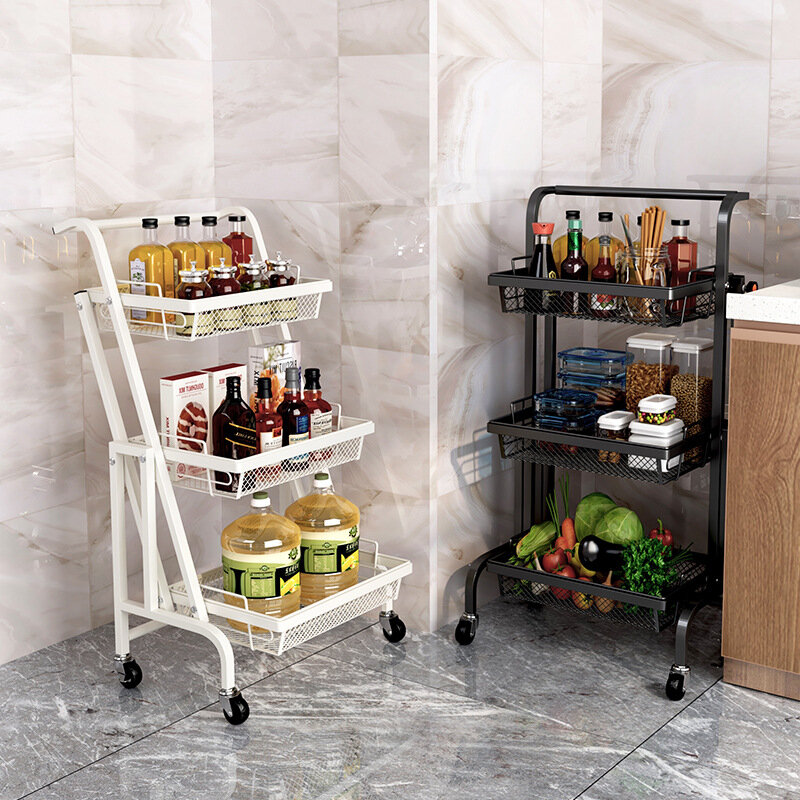 Trole stall paralelo dobrável portátil prateleira piso cozinha multifuncional rack de armazenamento organizador da cozinha metal suporte organizatio