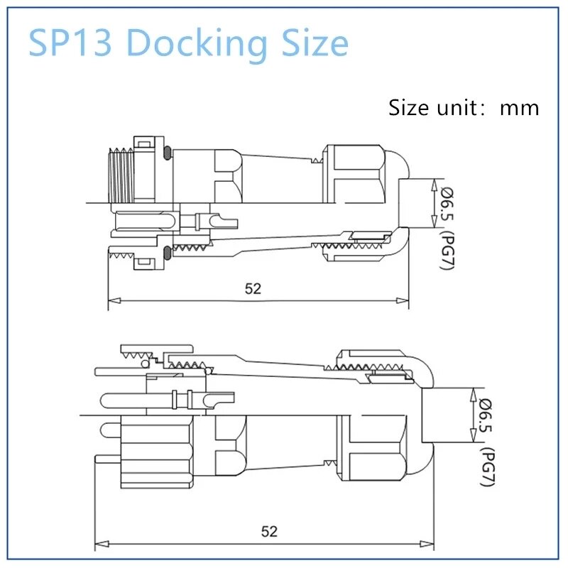 SP13 conectores de cabo impermeável, macho e fêmea plugue e soquete, porca flange, ancoragem, IP68, 1, 2, 3, 4, 5, 6, 7, 9 pinos