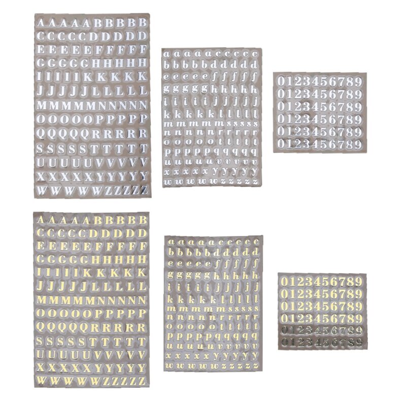 エポキシ樹脂装飾ステッカー,アルファベットの文字と数字,厚いキラキラ,3mm,5個