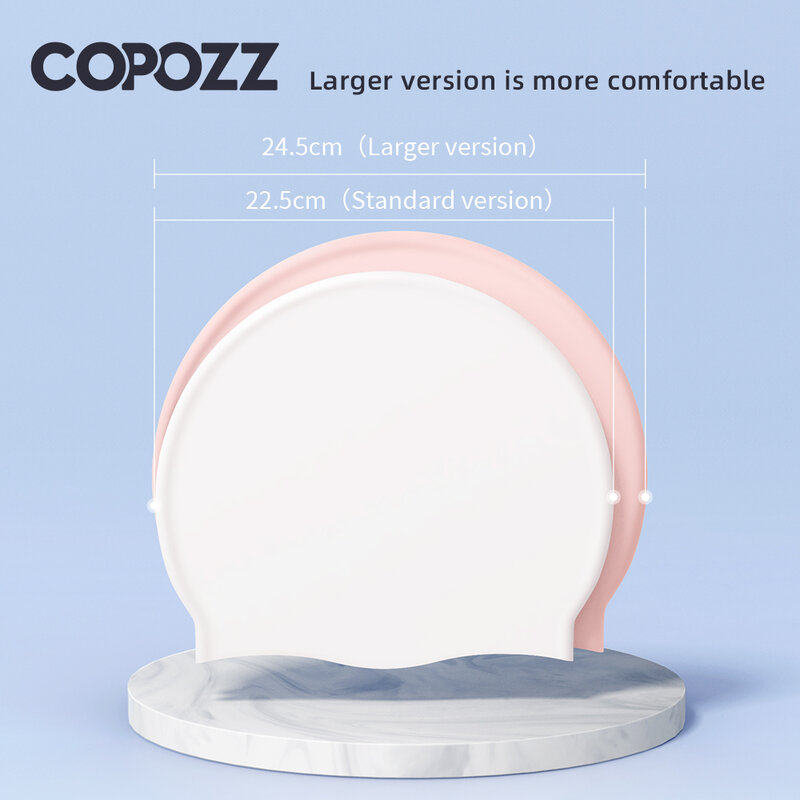 COPOZZ Unisex Printed Swim Cap Waterproof Silicone Swimming Hat for Men Women Ear Protection Pool Accessories Adult Youth Sports