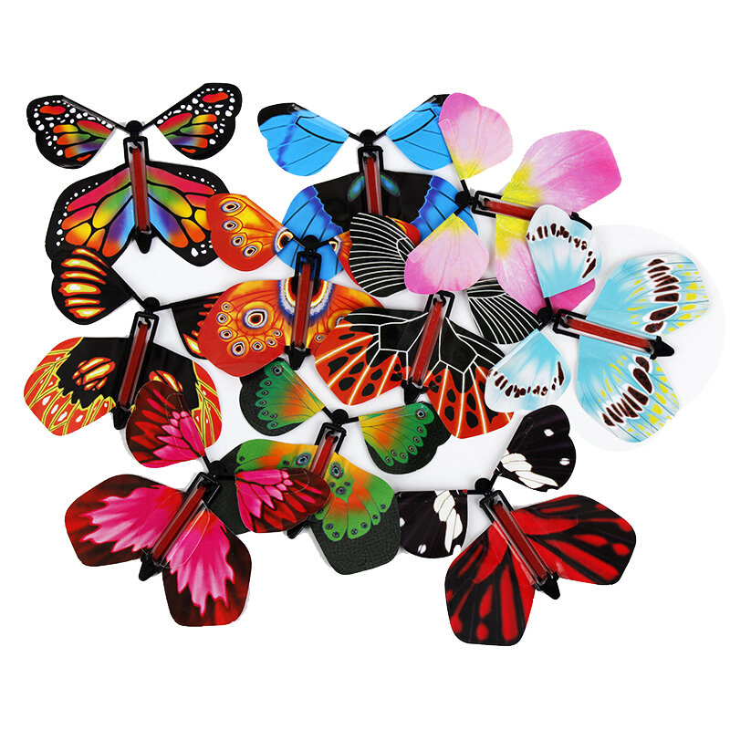 Magic  paper flying butterfly worked elastic band toys hand transformation multi butterfly props adults funny surprise toys gift