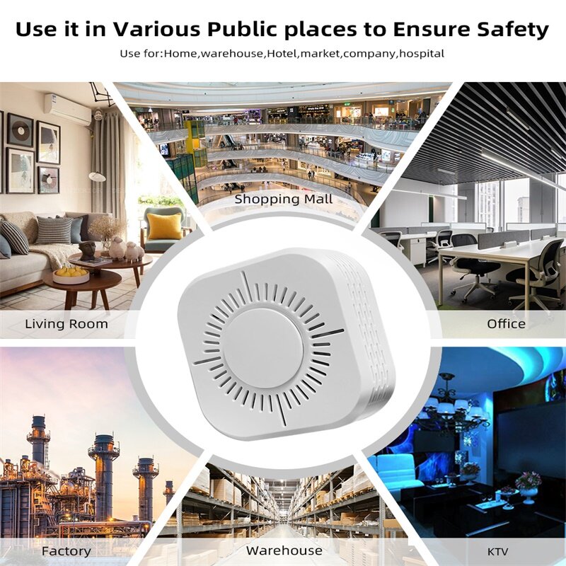 Tuya inteligentne Wifi detektor dymu, bezpieczne bezpieczeństwo czujnik dymu, ochrona przeciwpożarowa, nie Hub potrzeby, pilot przez Alexa Google Home