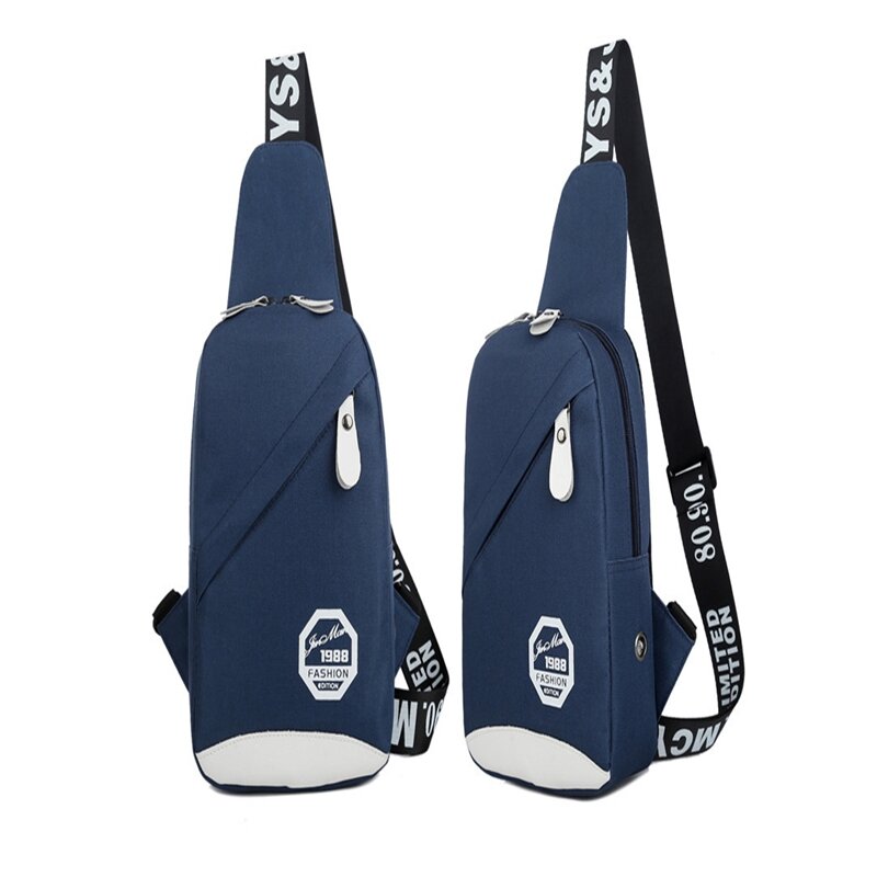 Men Nylon Outdoor Sport Sling Shoulder Small Bag Crossbody Chest Pack Backpack Canvas USB Charging Sports Crossbody Handbag