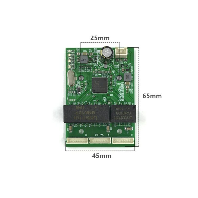 3-port switch Gigabit modulo è ampiamente usato in LED linea di 3 porte 10/100/1000 m contatto porta mini modulo switch PCBA Scheda Madre
