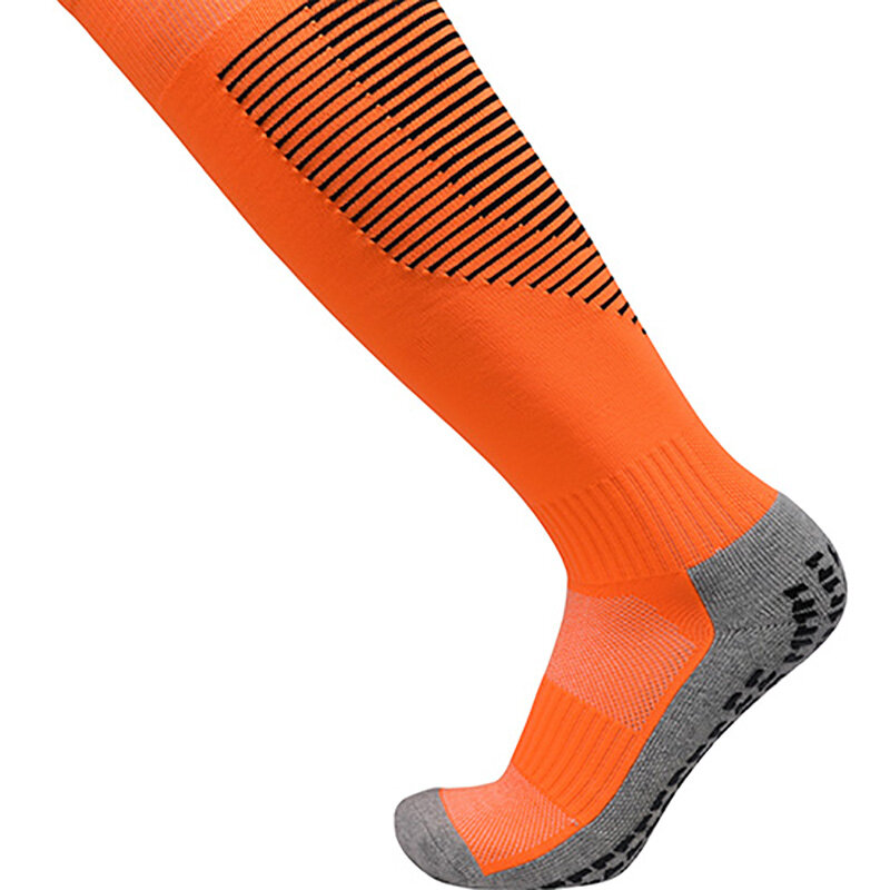 ชายยาวฟุตบอลถุงน่องหนาBreathableสวมใส่ถุงเท้าดูดซับความชื้นและNon-Slipถุงน่อง