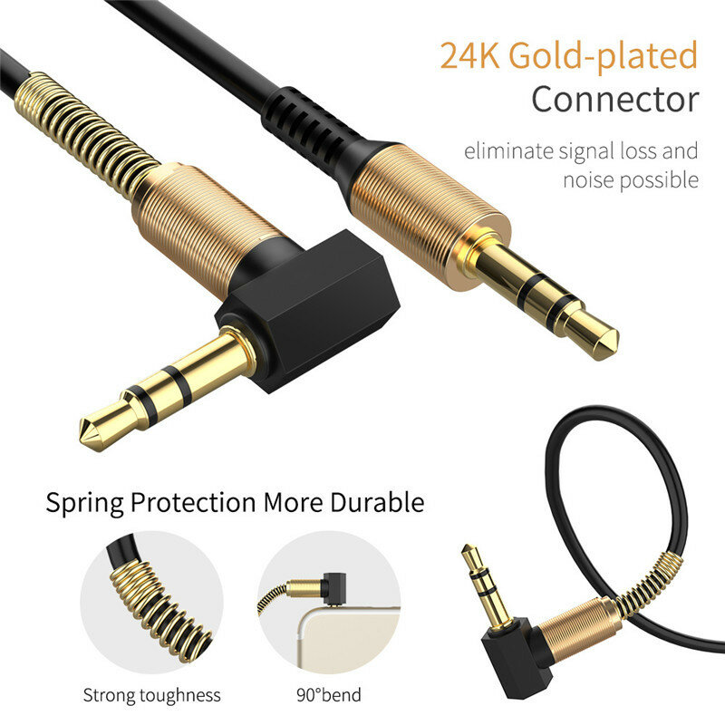 Cable de Audio para auriculares de coche, conector auxiliar de 3,5mm, 3,5mm, para altavoz, para iPhone 5, 6, 6S Plus, Samsung S7, S10, JBL