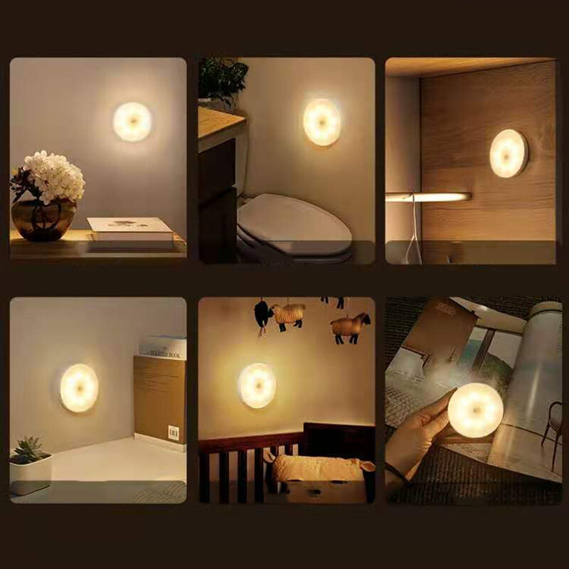 10 sztuk czujnik ruchu na podczerwień PIR lampki nocne 8 koraliki USB akumulator magnes szafka ścienna lampa do sypialni korytarz