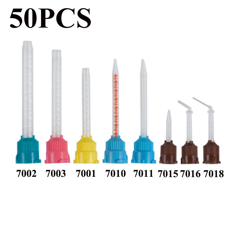 50 Stks/pak Dental Silicon Impression Mengtips Tijdelijke Siliconen Rubber Dispenser Mix Hoofd Tandarts Gereedschap