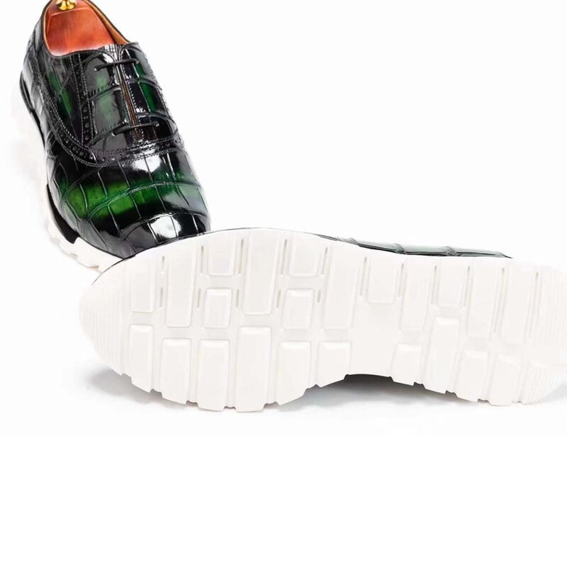 Yingshang, новинка 2022, Мужская обувь для отдыха, мужская зеленая обувь из крокодиловой кожи, Крокодиловая Кожа, обувь для мужчин, спортивная обувь с резиновой подошвой
