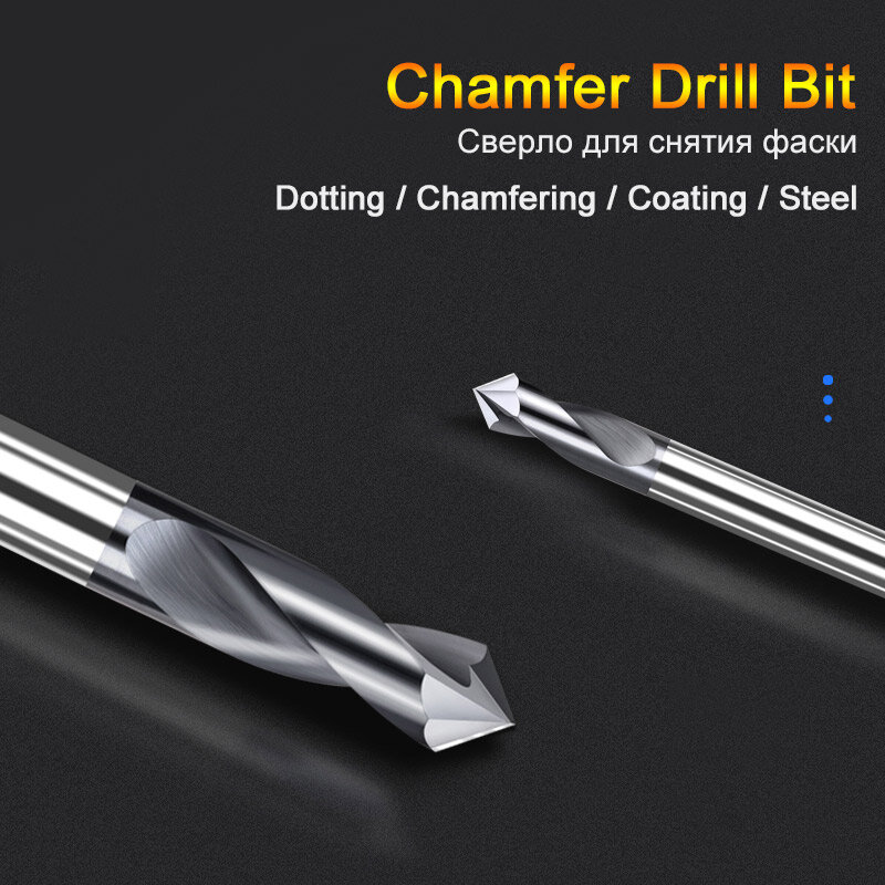Spot Drill 60 90 120 Degrees 0.5-20mm Chamfer Mill Stub Start Location Center Bit CNC Router Bit Milling Cutter Carbide End Mill