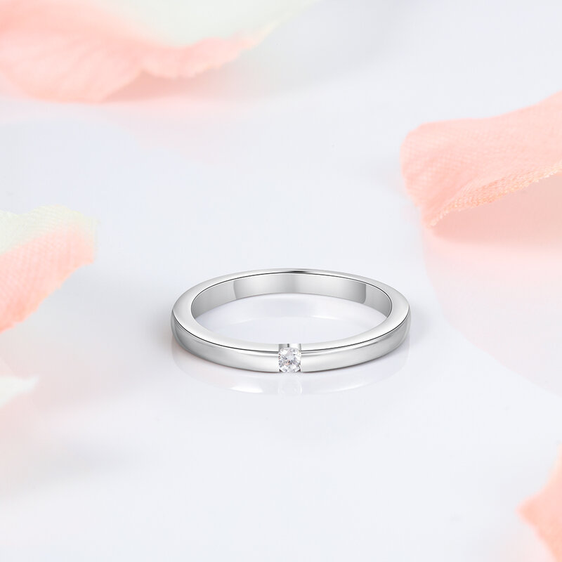 JewelOra kolor srebrny pierścionek z cyrkoniami w stylu klasycznym obrączki ślubne dla kobiet prezenty dla druhen