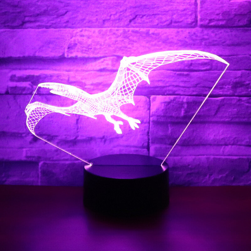 3D LED 야간 조명 급증 공룡 Pterosaur 홈 장식 램프에 대 한 7 색 빛으로 서 놀라운 시각화 광학
