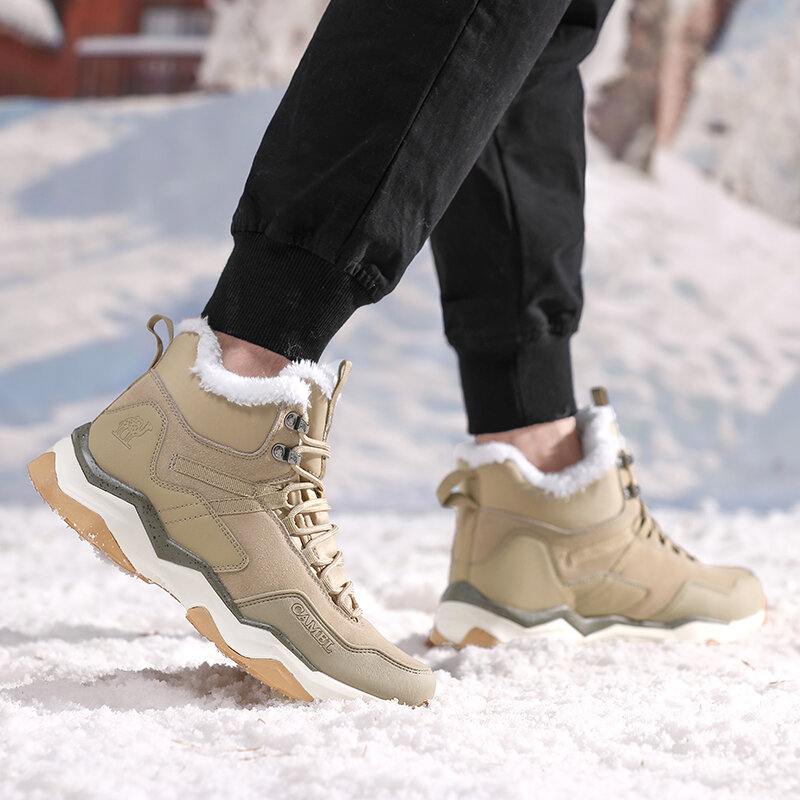 Goldencamel-zapatos de Trekking para hombre y mujer, botas de nieve cálidas de felpa, botas de escalada de montaña, calzado antideslizante para senderismo al aire libre, Invierno